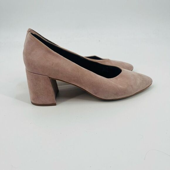 M4DE Pump Pink Suede Leather Slip On Block Heel Pointed Toe Womens Size 9.5 - Picture 4 of 9